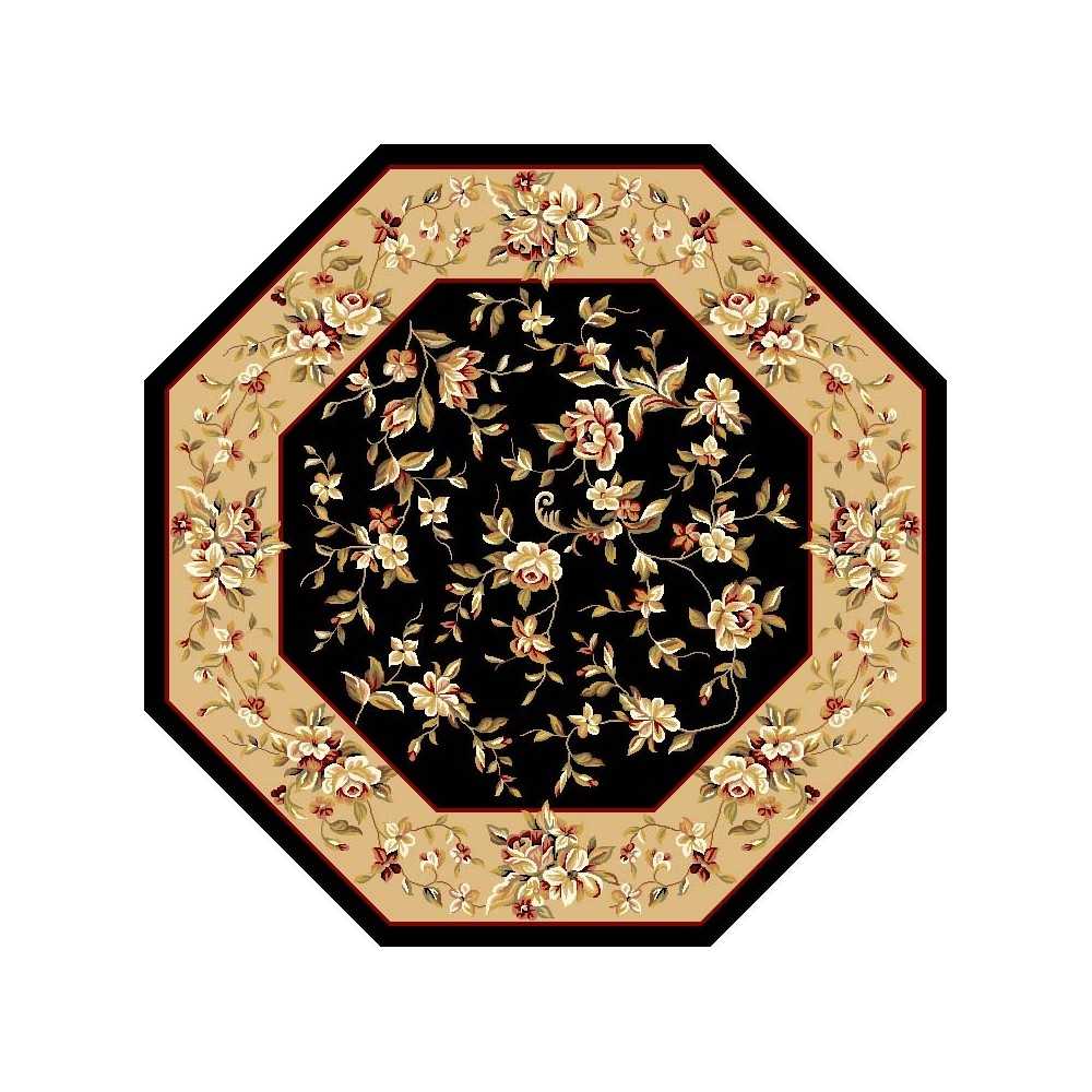 Cambridge Black/Beige Floral Delight 7'7" Octagon Rug