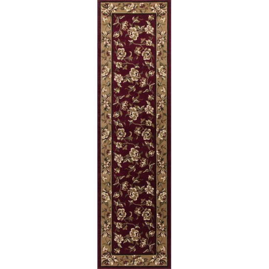 Cambridge Red/Beige Floral Delight 2'2" x 7'11" Runner Rug