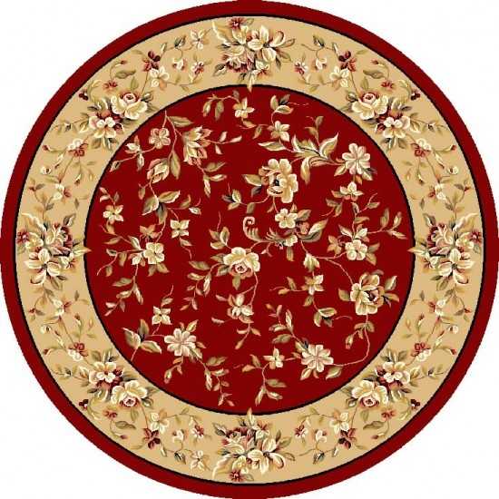 Cambridge Red/Beige Floral Delight 7'7" Round Rug