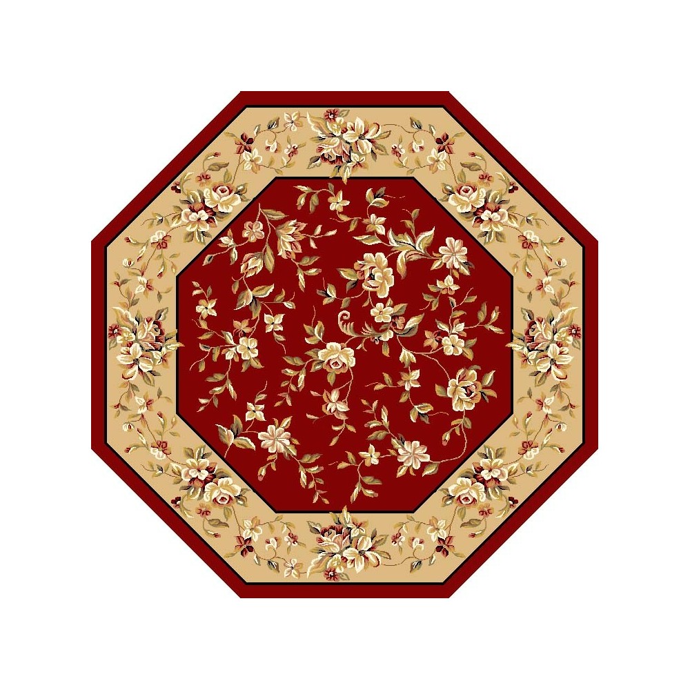 Cambridge Red/Beige Floral Delight 7'7" Octagon Rug