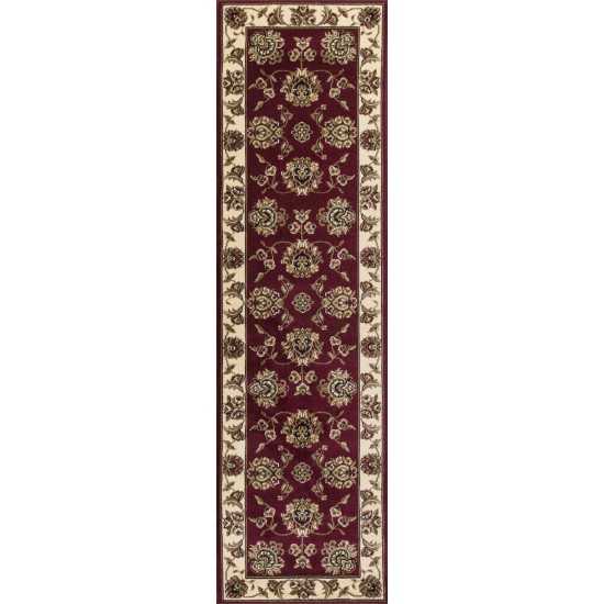 Cambridge Red /Ivory Floral Mahal 2'2" x 7'11" Runner Rug