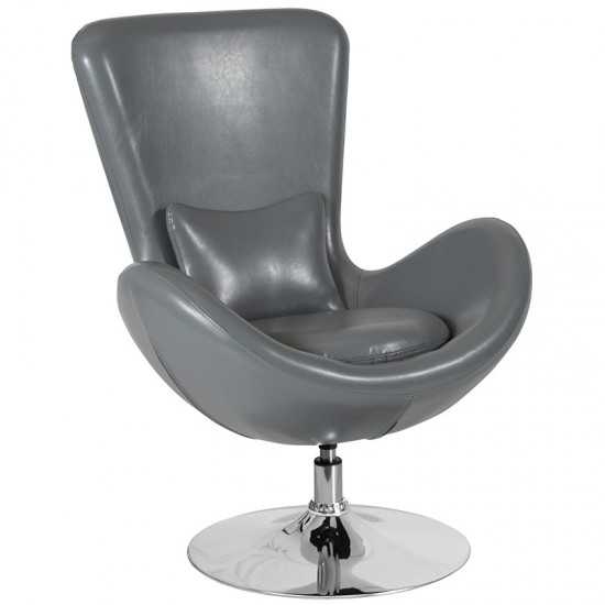 Egg Series Gray LeatherSoft Side Reception Chair