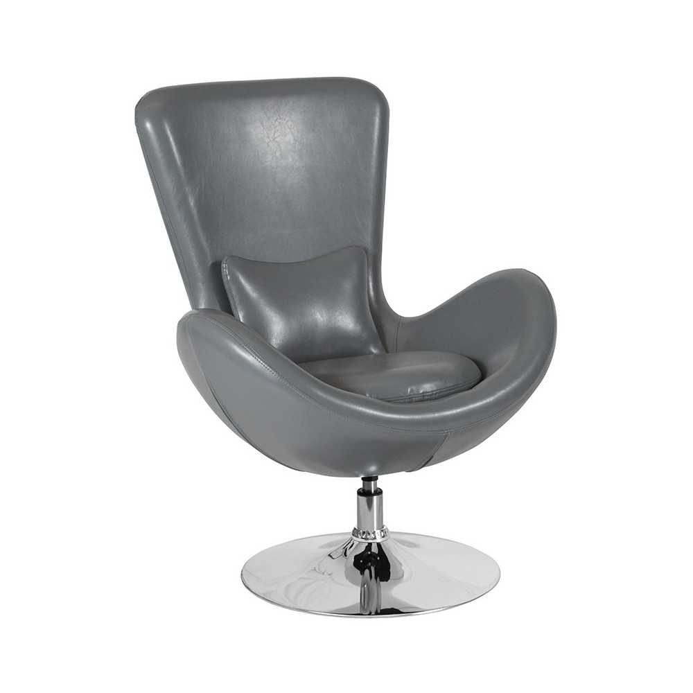 Egg Series Gray LeatherSoft Side Reception Chair