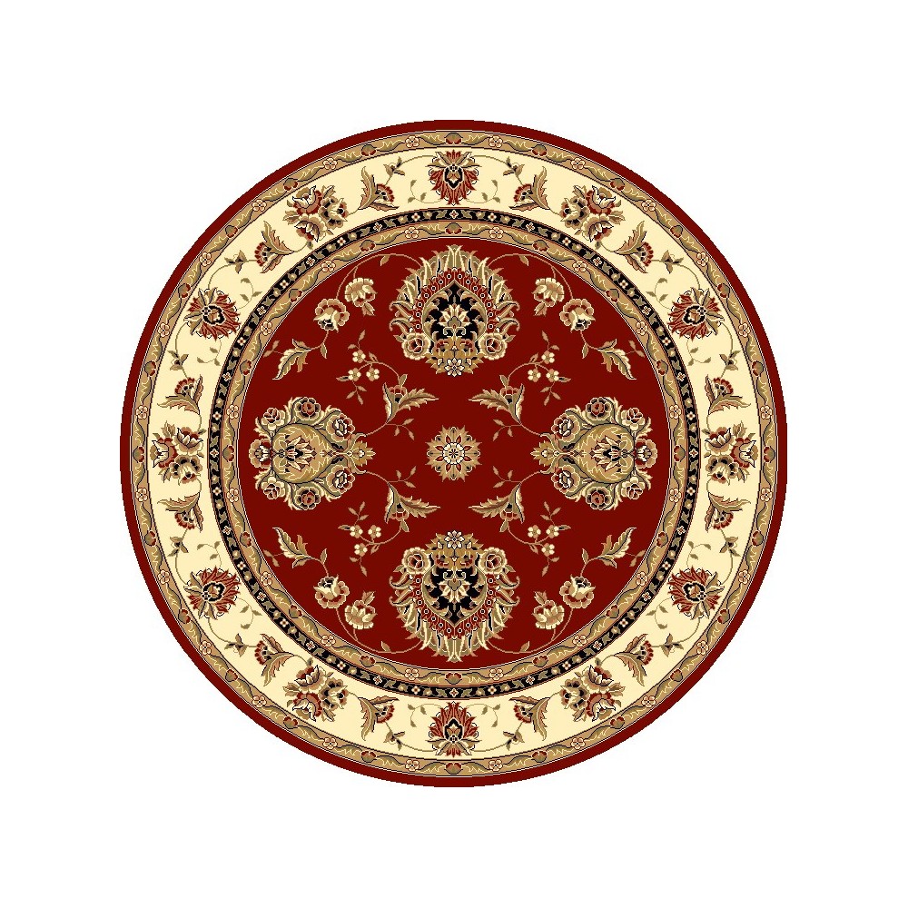 Cambridge Red /Ivory Floral Mahal 7'7" Round Rug