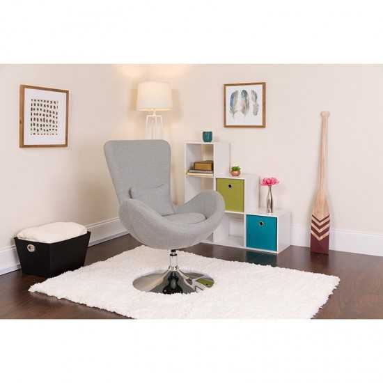 Egg Series Light Gray Fabric Side Reception Chair