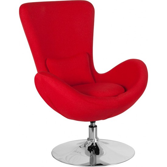 Egg Series Red Fabric Side Reception Chair