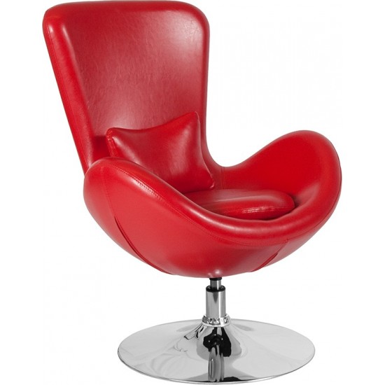 Egg Series Red LeatherSoft Side Reception Chair