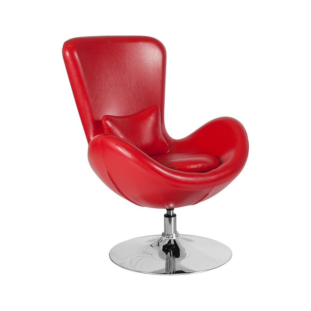 Egg Series Red LeatherSoft Side Reception Chair