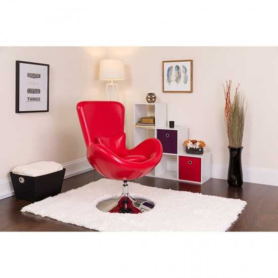 Egg Series Red LeatherSoft Side Reception Chair