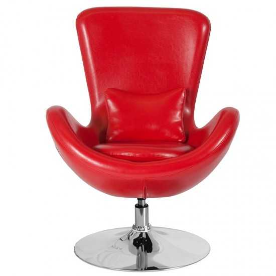 Egg Series Red LeatherSoft Side Reception Chair