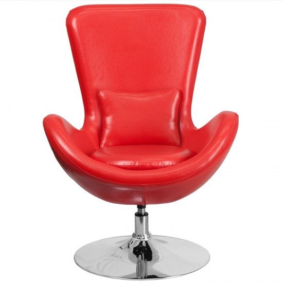 Egg Series Red LeatherSoft Side Reception Chair