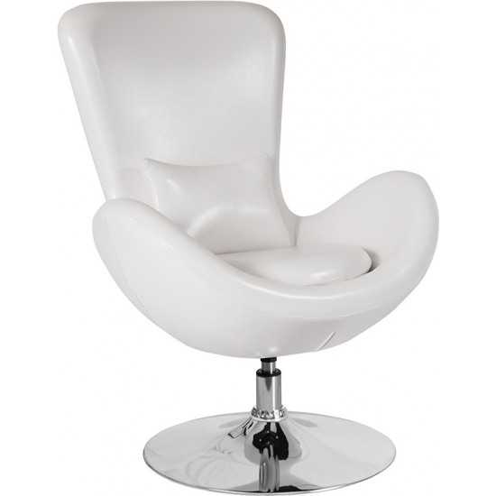Egg Series White LeatherSoft Side Reception Chair