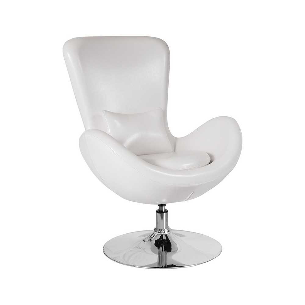 Egg Series White LeatherSoft Side Reception Chair