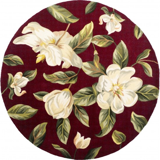 Catalina Red Magnolia 5'6" Round Rug