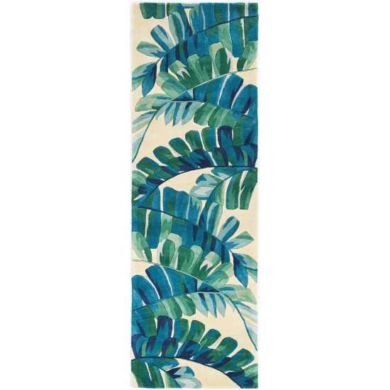 Catalina Ivory/Blue Laguna 2'6" x 8' Runner Rug