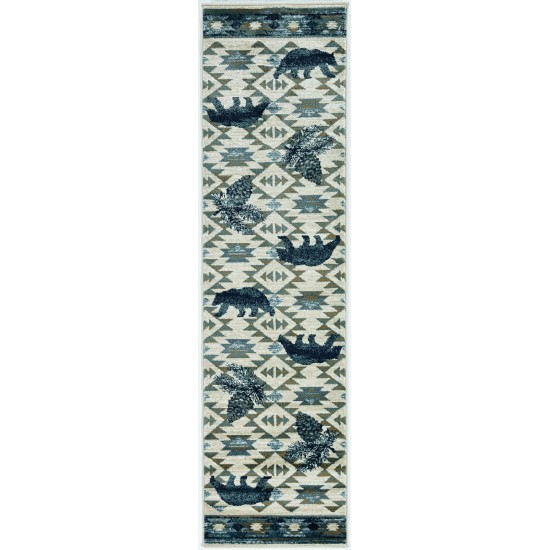 Chester Ivory/Blue Montana 2' x 7'7" Runner Rug