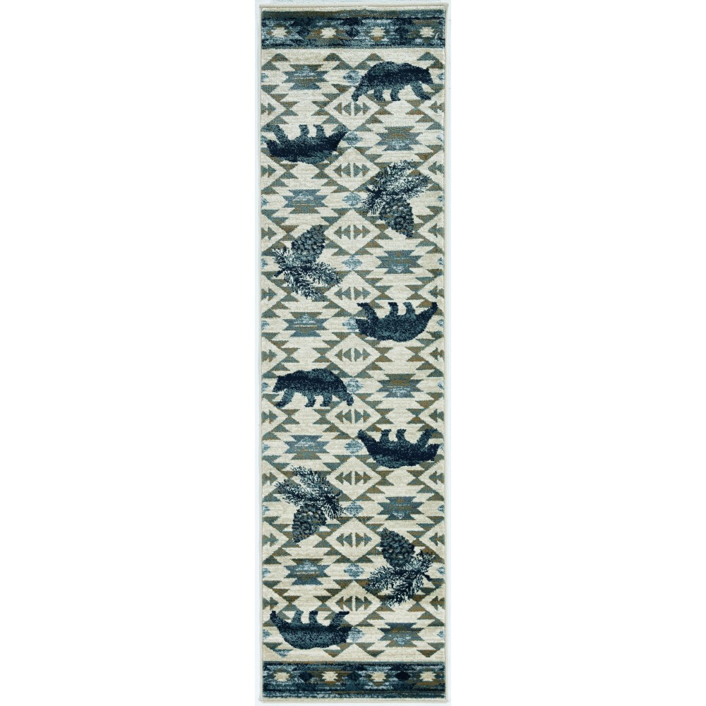 Chester Ivory/Blue Montana 2' x 7'7" Runner Rug