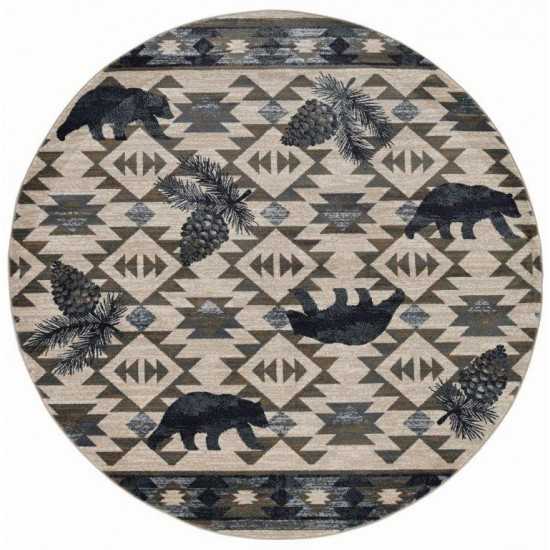 Chester Ivory/Blue Montana 7'10" Round Rug