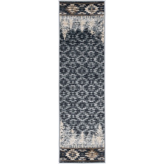 Chester Slate Blue Pines 2' x 7'7" Runner Rug