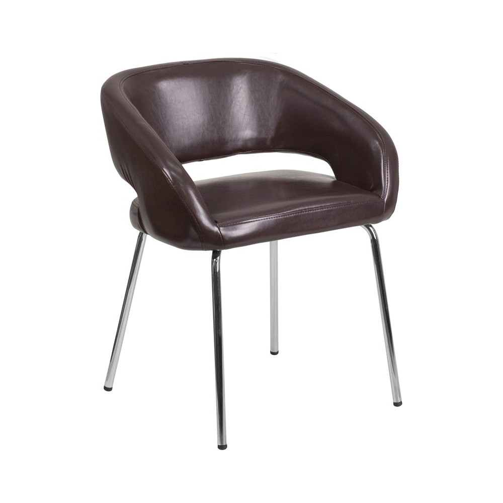 Fusion Series Contemporary Brown LeatherSoft Side Reception Chair