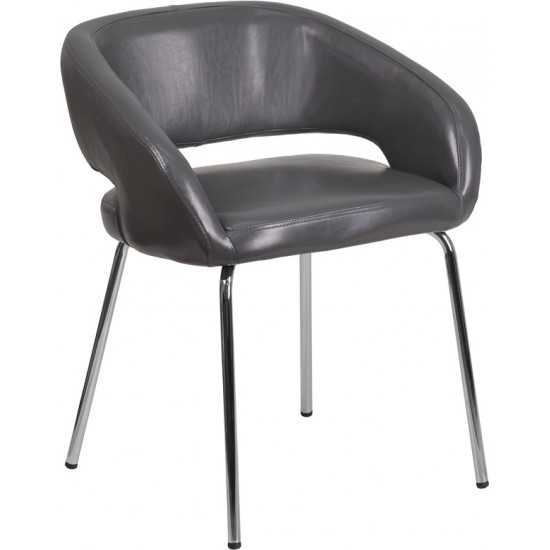 Fusion Series Contemporary Gray LeatherSoft Side Reception Chair