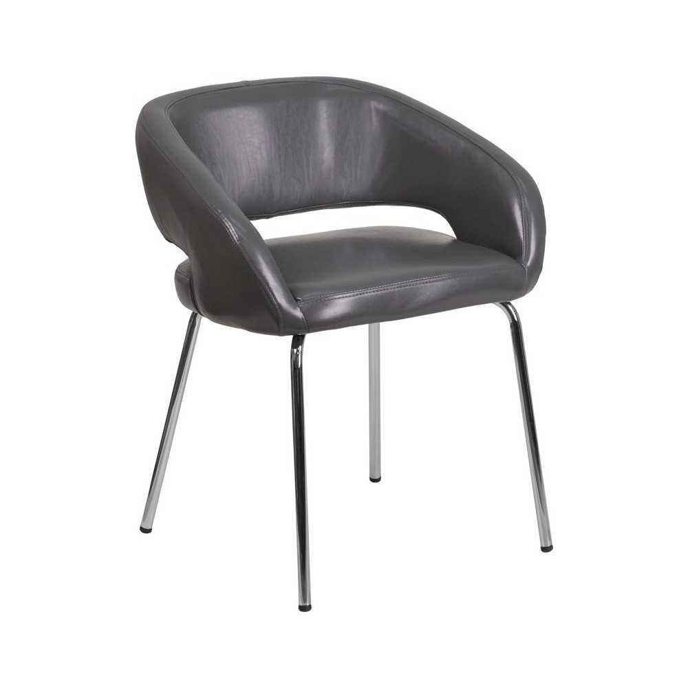 Fusion Series Contemporary Gray LeatherSoft Side Reception Chair