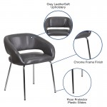 Fusion Series Contemporary Gray LeatherSoft Side Reception Chair