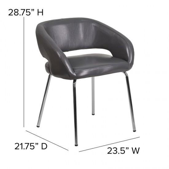 Fusion Series Contemporary Gray LeatherSoft Side Reception Chair