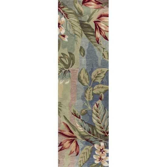 Coral Blue/Sage Breeze 2'3" x 7'6" Runner Rug