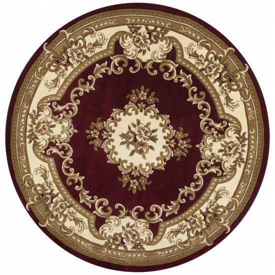 Corinthian Red/Ivory Aubusson 7'7" Round Rug