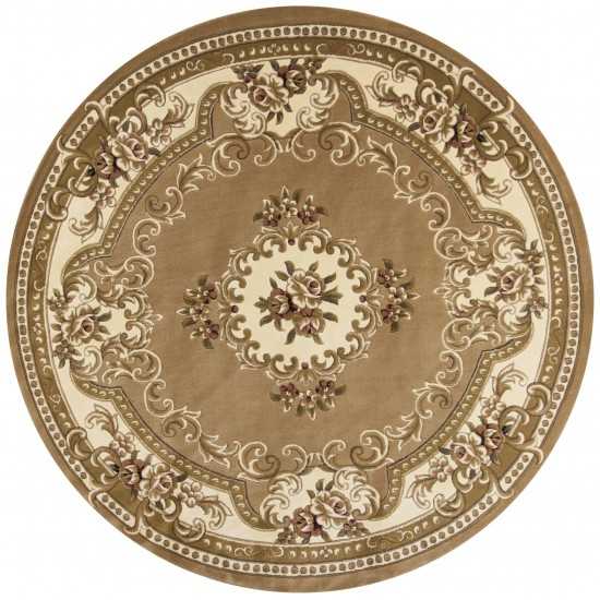 Corinthian Beige/Ivory Aubusson 7'7" Round Rug