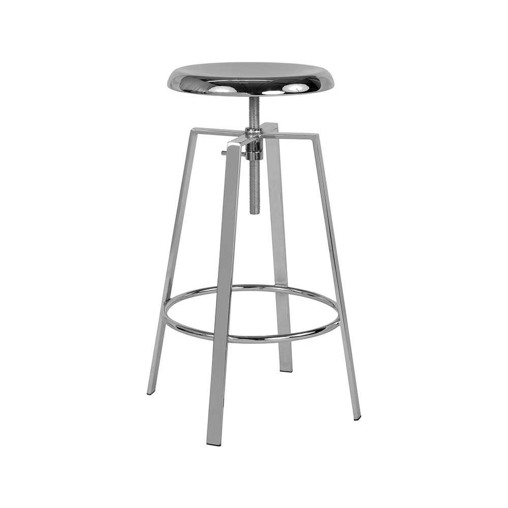 Toledo Industrial Style Barstool with Swivel Lift Adjustable Height Seat in Chrome Finish