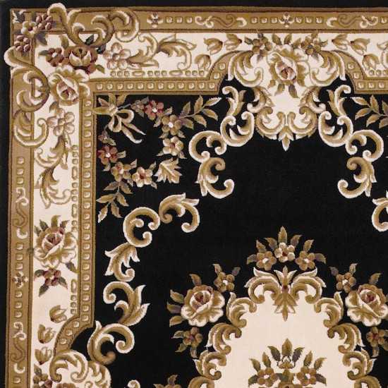 Corinthian Black/Ivory Aubusson 5'3" x 7'7" Rug