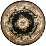 Corinthian Black/Ivory Aubusson 7'7" Round Rug