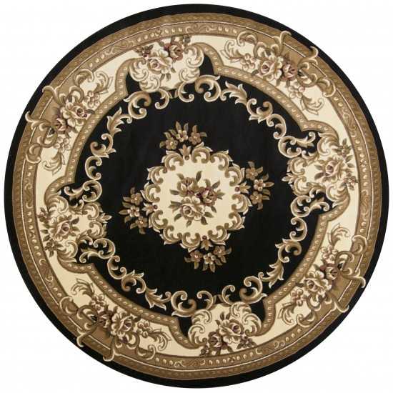 Corinthian Black/Ivory Aubusson 7'7" Round Rug