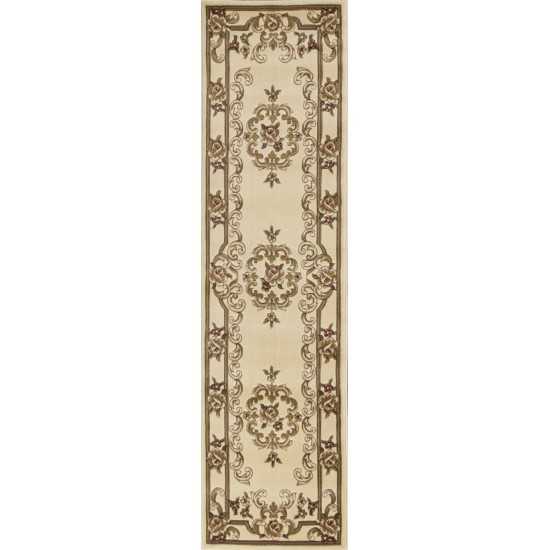 Corinthian Ivory Aubusson 2'2" x 7'11" Runner Rug