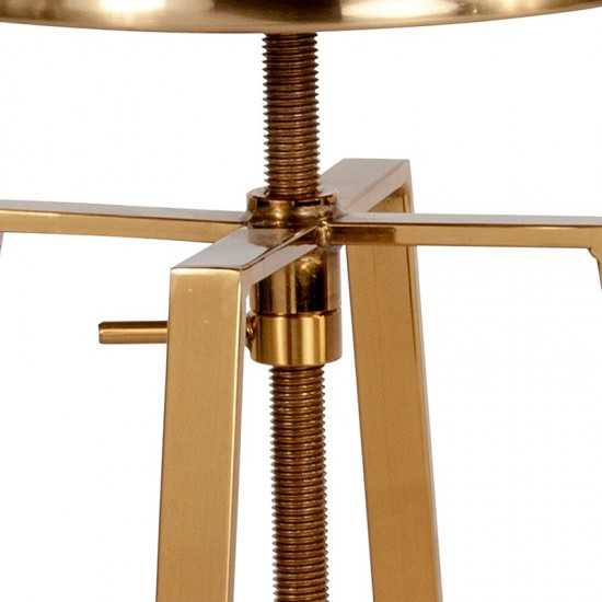 Toledo Industrial Style Barstool with Swivel Lift Adjustable Height Seat in Gold Finish