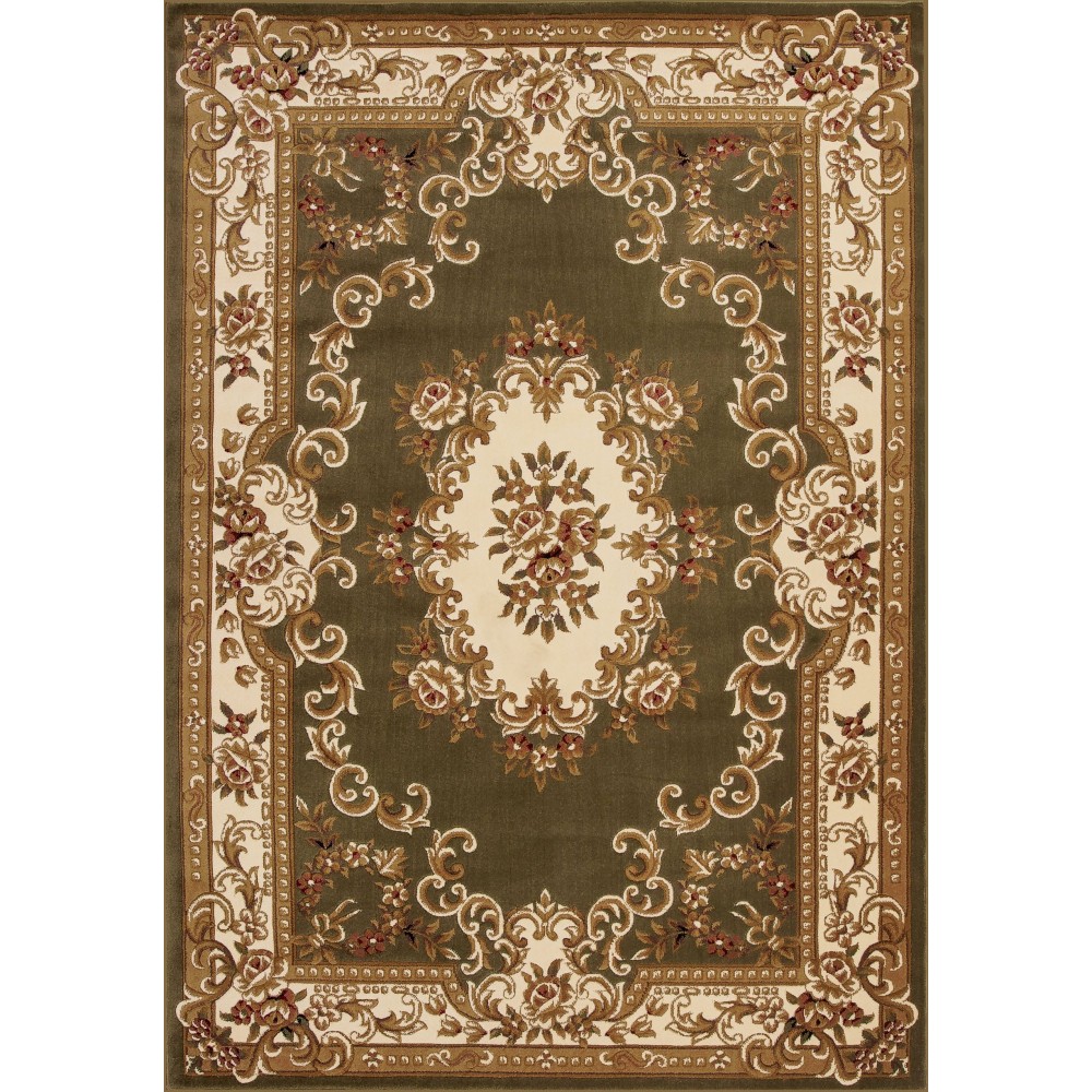 Corinthian Green/Ivory Aubusson 2'3" x 3'3" Rug