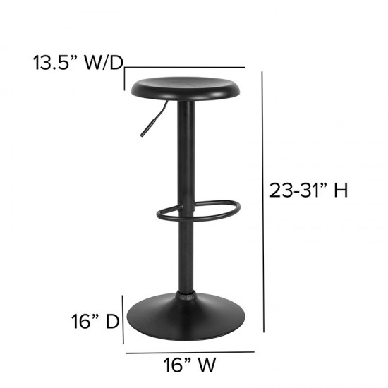 Madrid Series Adjustable Height Retro Barstool in Black Finish