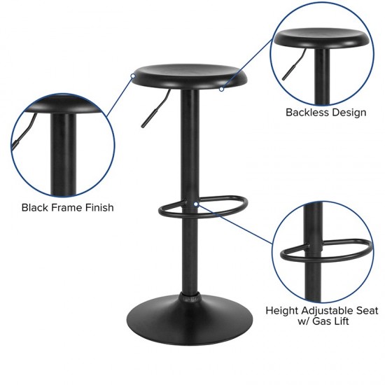 Madrid Series Adjustable Height Retro Barstool in Black Finish