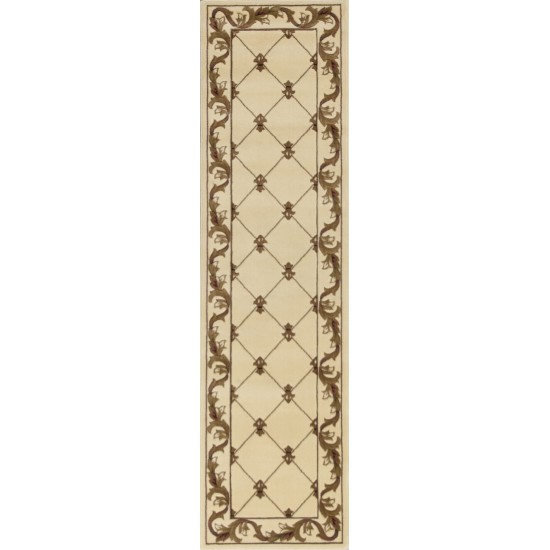 Corinthian Ivory Fleur-De-Lis 2'2" x 7'11" Runner Rug