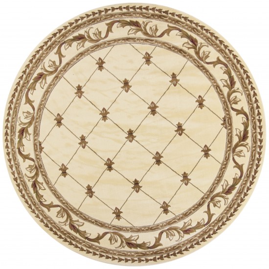 Corinthian Ivory Fleur-De-Lis 7'7" Round Rug