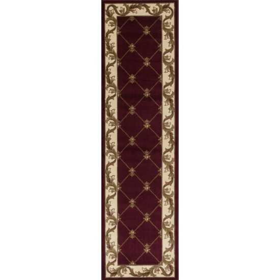 Corinthian Red Fleur-De-Lis 2'2" x 7'11" Runner Rug