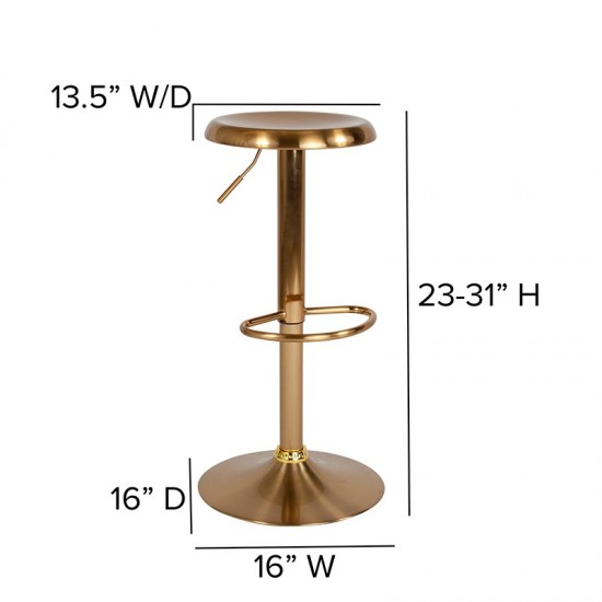 Madrid Series Adjustable Height Retro Barstool in Gold Finish