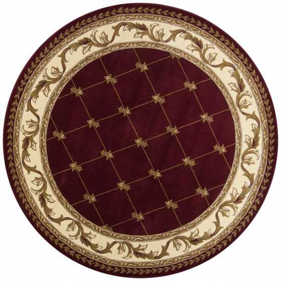 Corinthian Red Fleur-De-Lis 7'7" Round Rug