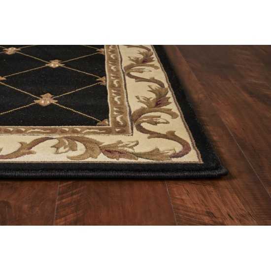 Corinthian Black Fleur-De-Lis 2'2" x 7'11" Runner Rug