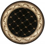 Corinthian Black Fleur-De-Lis 7'7" Round Rug