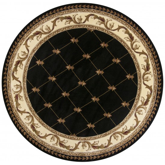 Corinthian Black Fleur-De-Lis 7'7" Round Rug