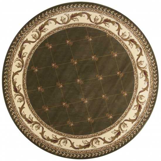 Corinthian Green Fleur-De-Lis 7'7" Round Rug