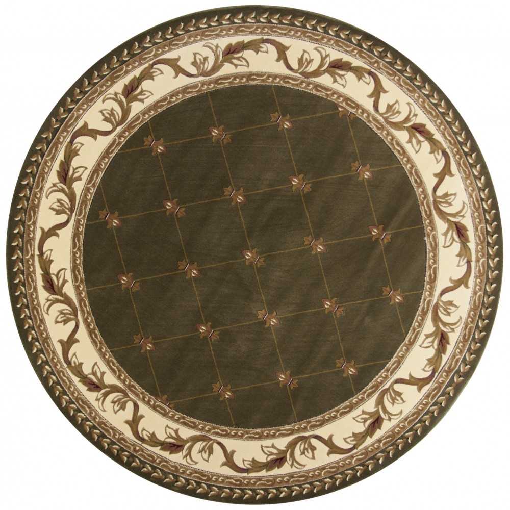 Corinthian Green Fleur-De-Lis 7'7" Round Rug Corinthian Green Fleur-De-Lis 7'7" Round Rug